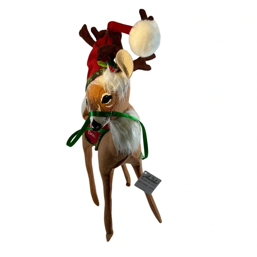 Annalee Christmas Reindeer 12” Santa Hat Holiday New - Picture 2 of 8